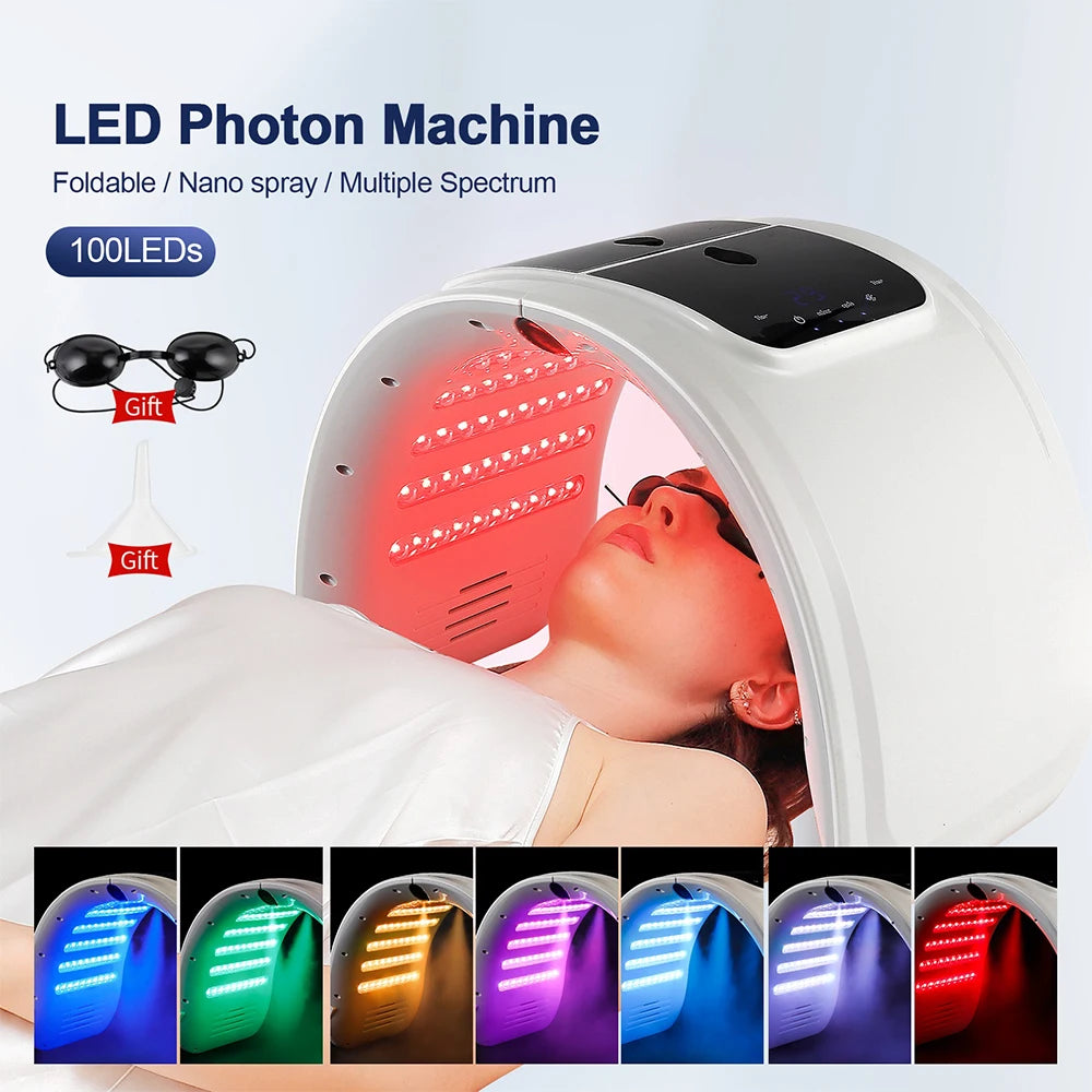 Foreverlily 7 Colors LED Photon Machine Skin Rejuvenation Nano Spray Facial Body Spa Device Deep Hydration Beauty Mask